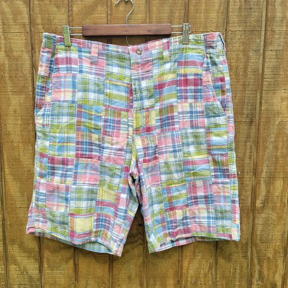 Club Room By Charter Club Pastel Color Patchwork Plaid Shorts Mens Size 38 - Picture 1 of 11
